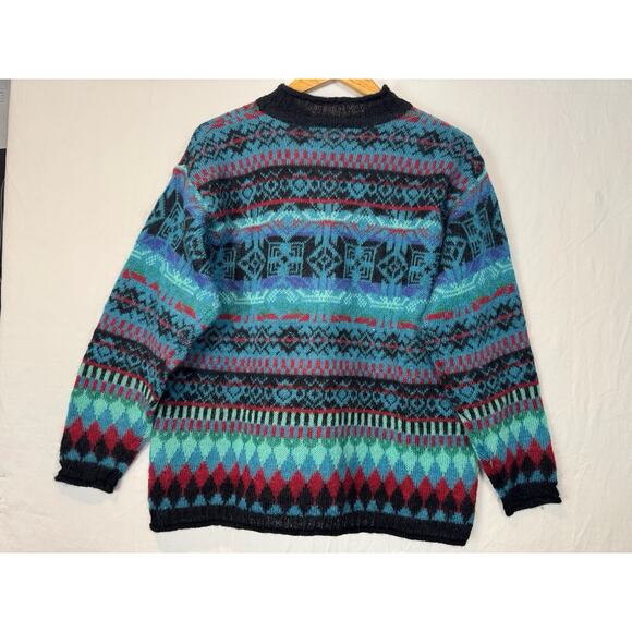 Vtg Esprit Mohair Blend Sweater 80s 90s Geometric Fair Isle Knit Cozy Retro SM - Picture 3 of 5
